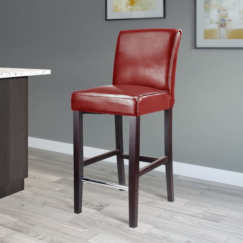 Antonio Bar Height Barstool w/ Bonded Leather Seat - Corliving, 3 of 4
