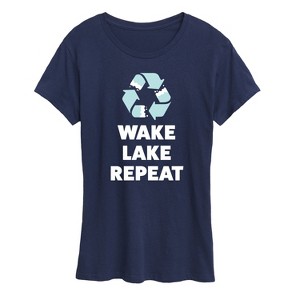 Women's - Instant Message - Wake Lake Repeat Short Sleeve Graphic T-Shirt - 1 of 4