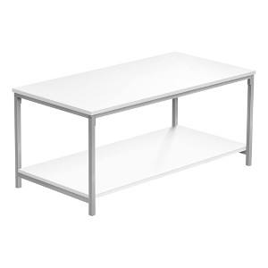 Monarch Specialties Coffee Table Accent Cocktail Rectangular Living Room 40"L White Laminate Grey Metal Contemporary Modern - 1 of 4