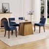 XINGHANZHENXUAN Blue Set of 2 Modern Dining Chairs, Double - Layer Chenille Cushions, Curved Wood Legs - 3 of 4