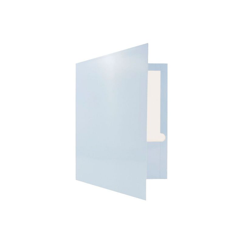 JAM Paper Laminated Two-Pocket Glossy Presentation Folders Baby Blue 31225346A, 4 of 6