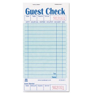 AmerCareRoyal Guest Check Pad with Ruled Back, 15 Lines, One-Part (No Copies), 3.5 x 6.7, 50 Forms/Pad, 50 Pads/Carton - 1 of 1