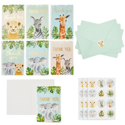 8 Sets Animal Pattern Thank You Blessing Card with Envelopes Greeting Cards 