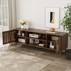VYNXARIA 63 inch TV stand with 2 grille door cabinets and adjustable storage rack, suitable for 55/65/70 inch TVs, walnut - 3 of 4