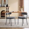Boucle Dining Chairs, Mid-Century Upholstered Dining Room Chairs, Round Boucle Dining Chairs with Backrest & Adjustable Legs - 3 of 4