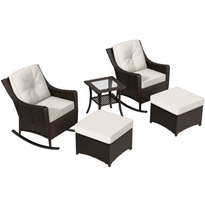 EAGLE PEAK Coastal Vista 3 Piece Patio Bistro Set with Side Table, Includes 2 Patio Chairs for Patio, Porch, Garden, Poolside