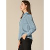 INSPIRE CHIC Women's Puff Long Sleeve Point Collar Vintage Button Work Satin Shirt - 4 of 4