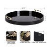 Kate and Laurel Lipton Round Decorative Tray with Metal Handles, 22" Diameter, Black - 2 of 4