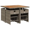 vidaXL Patio Dining Set with Cushions - 9 Piece Gray Poly Rattan Garden Furniture - Compact Storage, Washable Covers, Acacia Wood Table Top - 3 of 4
