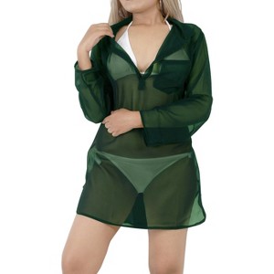 HAPPY BAY Women's Beachwear Swimsuit Coverups for Women Summer Swim Beach Cover Ups for Women Bikini Dress Tops Cover Up for Women L Green,Solid - 1 of 4