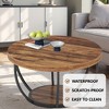 Lirago 31.69" Round Coffee Table 2 Tier Modern Wooden Cocktail Table with Metal Base for Living Room Office Sturdy and Elegant Design Brown - 3 of 4