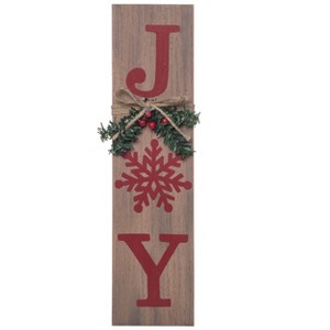 Transpac Wood 13.8 in. Multicolored Christmas Joy/Snow Wall Decor - 1 of 2