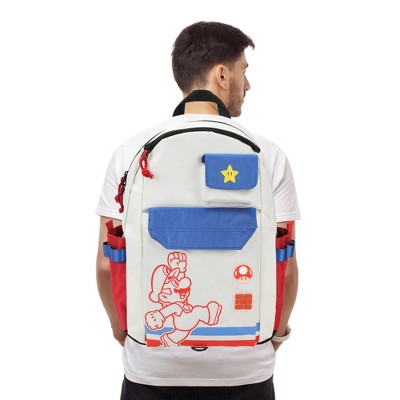 Super Mario Bros Mario Jump Pose 19" White Backpack — фото 7