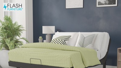 Black Adjustable Upholstered Queen Metal Bed Frame