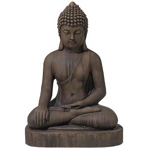 John Timberland Sitting Buddha Statue Sculpture Zen Decor Outdoor Garden Front Porch Patio Yard Outside Dark Sandstone Faux Stone Finish 29 1/2" High - 1 of 4