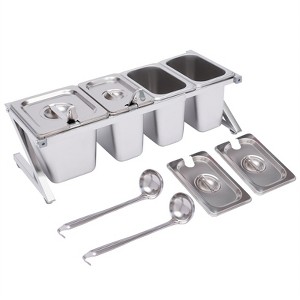 YIYIBYUS Expandable Stainless Steel Spice Rack with 3 1/9 Pans 1 1/6 Pan 4 Ladles - 1 of 4