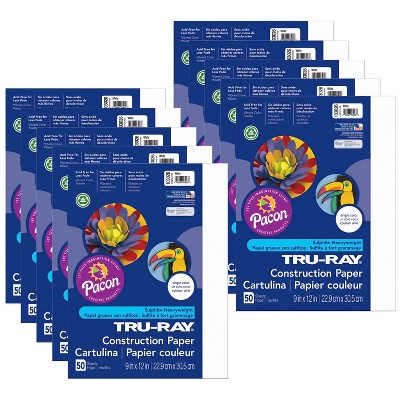 Tru-Ray 12 x 18 Construction Paper, White, 50 Sheets (P103058