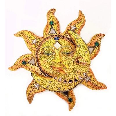 Fc Design 16 Mosaic Celestial Sun And Moon Sculpture Wall Decor Art Hanging Sun And Crescent Decoration In Yellow Finish Target