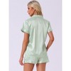 cheibear Women's Silky Satin Button Down Shirt with Shorts Sleepwear Pajama Sets - 4 of 4