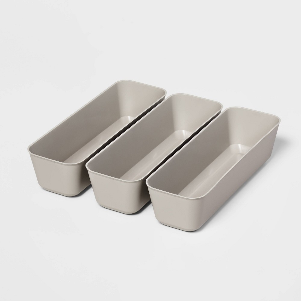 3pk  12 pack of case Long Storage Trays Gray Mist - Brightroom™