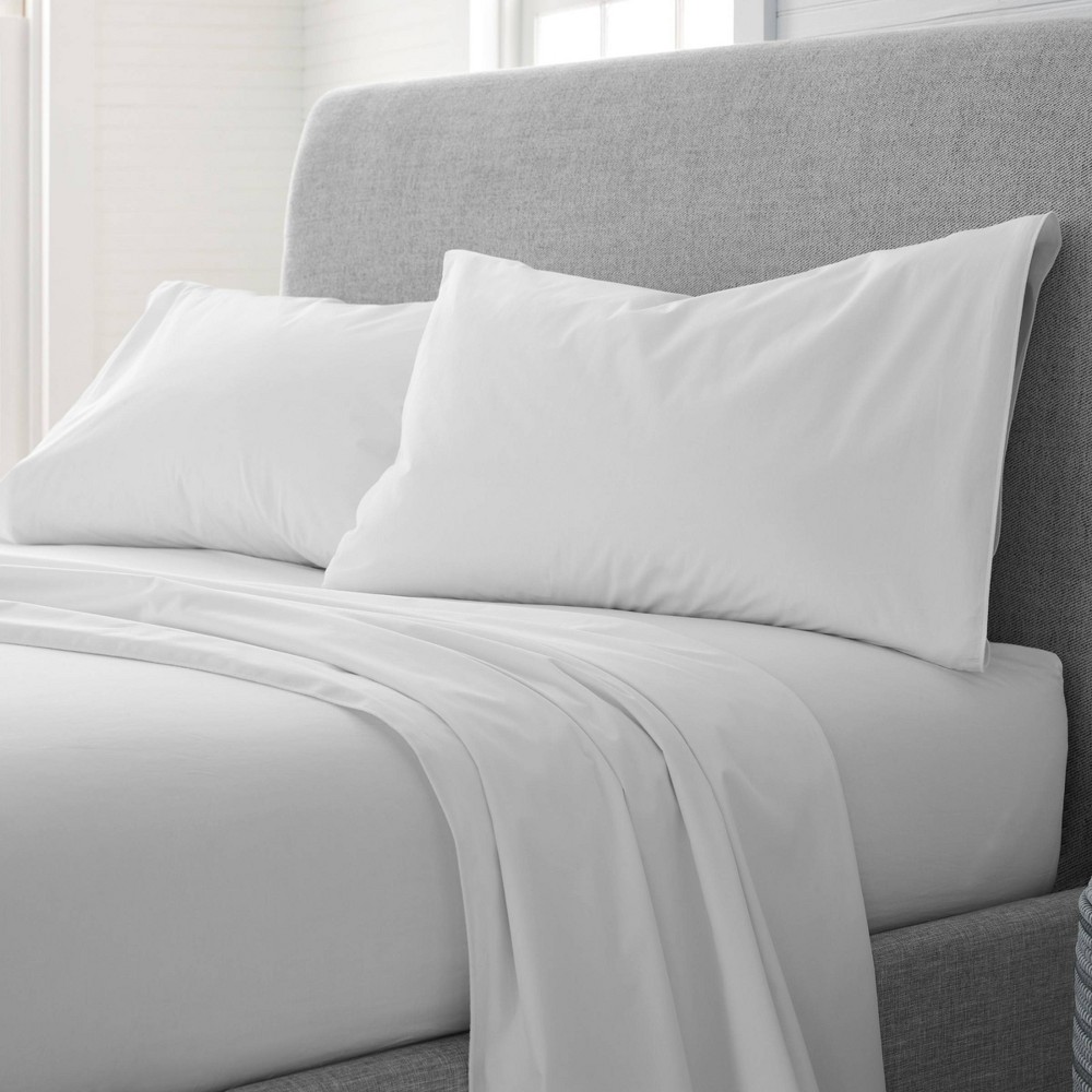 Photos - Bed Linen Twin Comfort Wash Solid Sheet Set Soft White - EcoPure