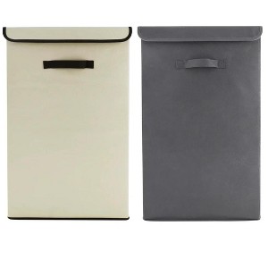 J&V TEXTILES 2-Pack Large Laundry Basket, Waterproof, Freestanding Laundry Hamper, Collapsible Tall Clothes Hamper with Extended Handles for Clothes - 1 of 3