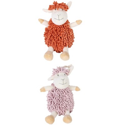 REGALWOVEN Cute Sheep Chenille Soft Absorbent Quick Drying Fuzzy Ball Hand Towel 9" x 13" 2 Pcs