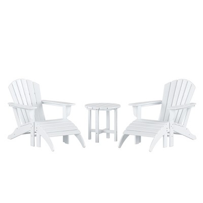 WestinTrends Dylan HDPE Outdoor Patio Adirondack Chairs with Ottomans and Side Table (5-Piece Conversation Set)