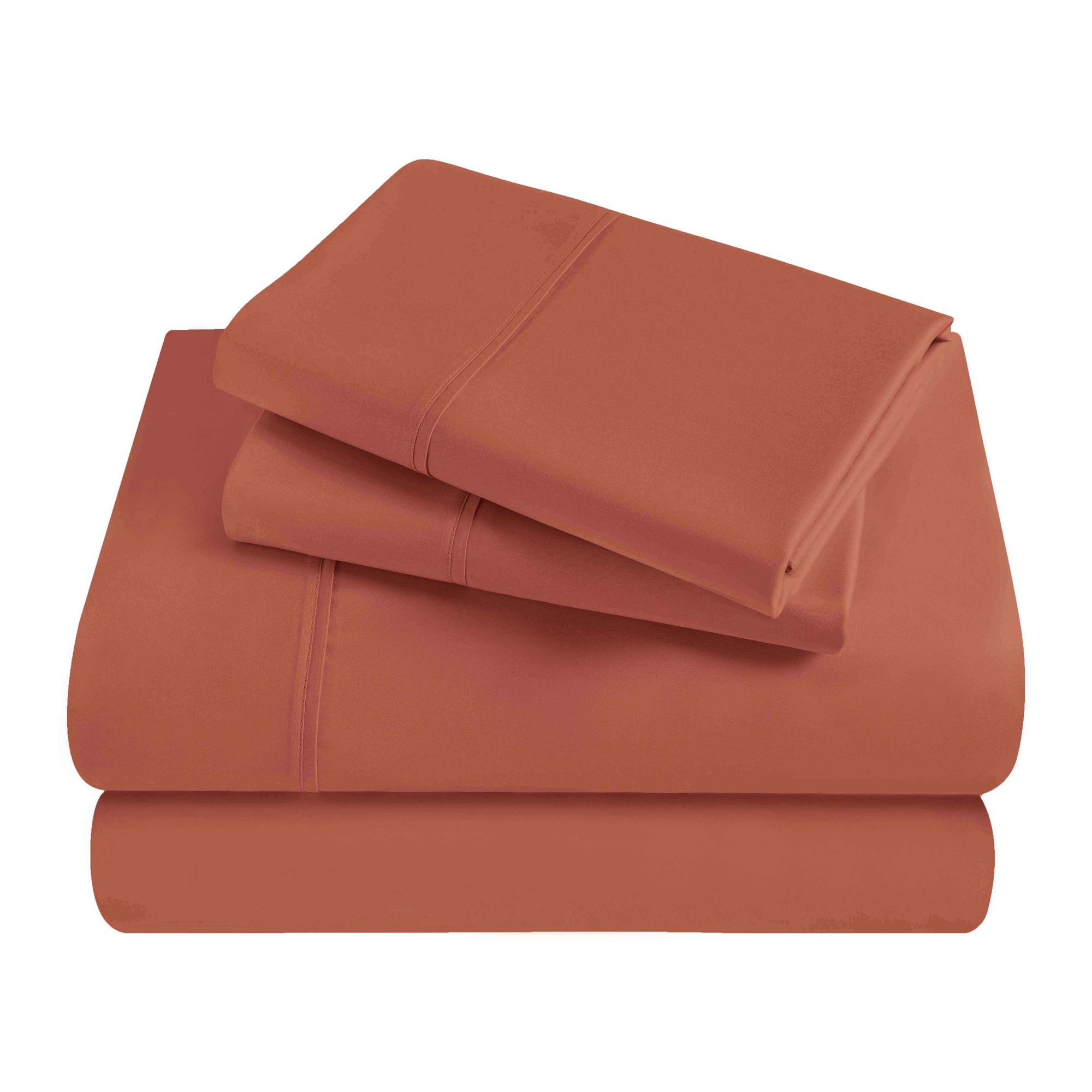 300-Thread Count Egyptian Cotton Sheet Set, Ultra-Soft, Deep Pocket Bedding , King, Pumpkin - Blue Nile Mills