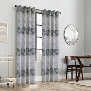 1pc 52"x84" Light Filtering Tristar Curtain Panel Beige/Light Gray - Habitat: Grommet Top, Jacquard, Indoor Use - 1 of 4