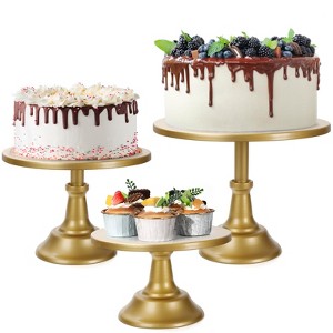 3Pcs Cake Stand, Gold Round Cupcake Stand 8/10/12” Dessert Display Stand  Pastry Serving Plate for Wedding Birthday Party Celebration Home Decoration - 1 of 4