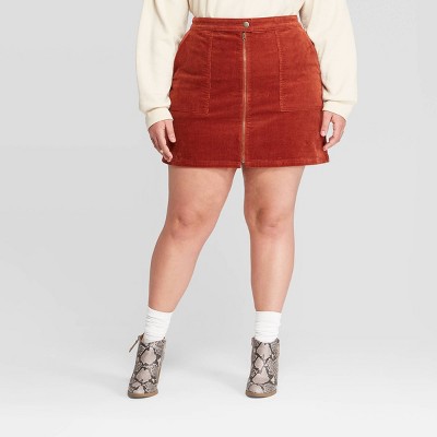 Women's Plus Size Corduroy Mini Skirt 