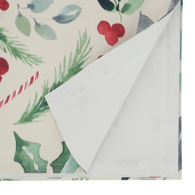 Festive Christmas Foliage and Candy Canes Polyester Table Runner