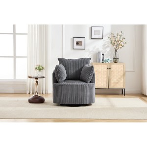 Lyngins Swivel Accent Chairs with Backrest,Upholstered Swivel Barrel Chairs,Sofa Chairs for Bedroom,Living Room - 1 of 4