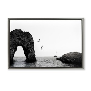 Stupell Industries Cliff Jumping into Sea Floating Frame Canvas Art - 1 of 4