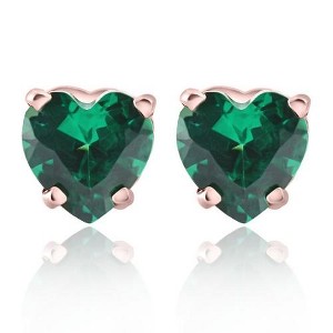 Pompeii3 1Ct Emerald Heart Studs in 14k White, Yellow, or Rose Gold Earrings - 1 of 3