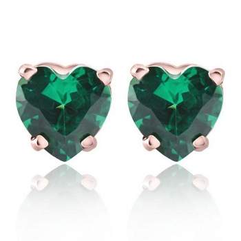Pompeii3 1Ct Emerald Heart Studs in 14k White, Yellow, or Rose Gold Earrings