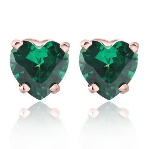 Heart shaped store emerald earrings