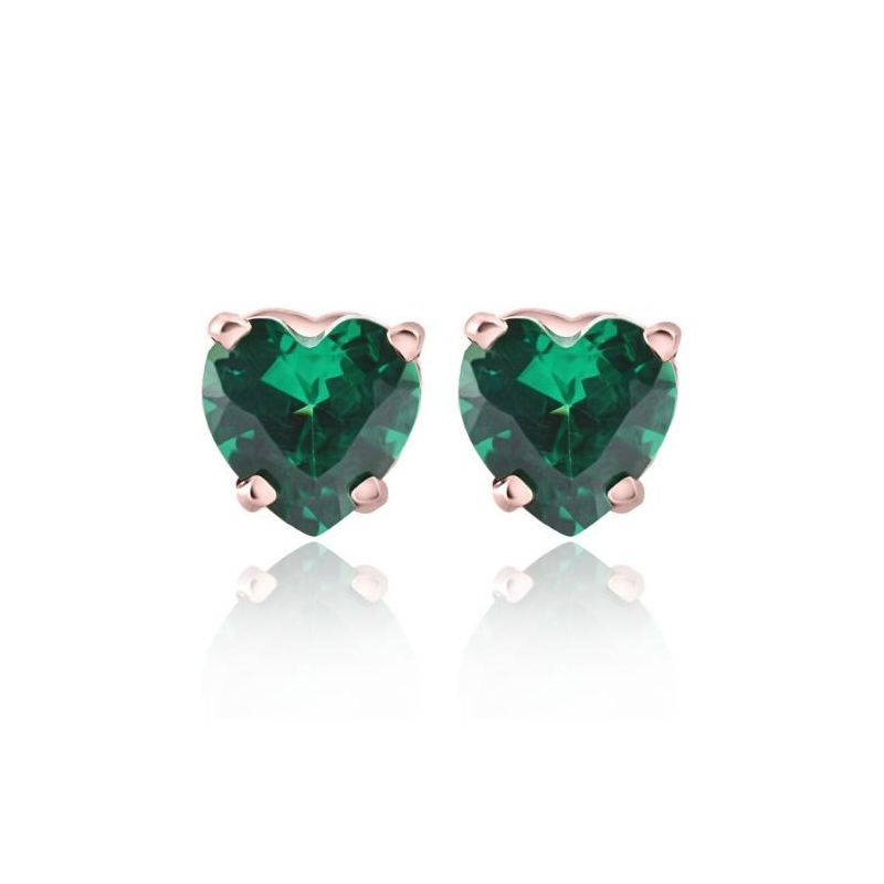 Pompeii3 1Ct Emerald Heart Studs in 14k White, Yellow, or Rose Gold Earrings, 1 of 4