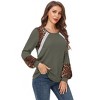 Clearlove Women's Leopard Print Tunic Tops Casual Color Block Blouse Long Sleeve T Shirt - 2 of 4