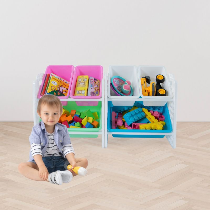 UNiPLAY Toy Organizer With 6 Removable Storage Bins and Block Play Panel, Multi-Size Bin Organizer, 3 of 10