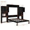 Queen Size Murphy Bed Space-saving Wall Bed Foldable Bed with  Desk, Vanity with Mirror & Cabinets - ModernLuxe - 3 of 4
