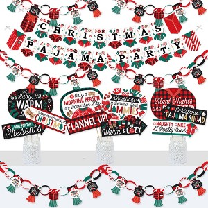 Big Dot of Happiness Christmas Pajamas - Banner and Photo Booth Decorations - Holiday Plaid PJ Party Supplies Kit - Doterrific Bundle - 1 of 4