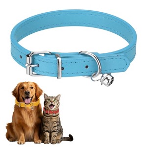 Unique Bargains Dog Collar with Bell Adjustable Buckle PU Leather Dog Collars - 1 of 4
