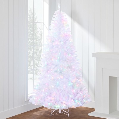 Best Choice Products Pre-Lit Premium Hinged White Artificial Christmas Pine Tree w/ Lights, Stand, PVC Branch Tips