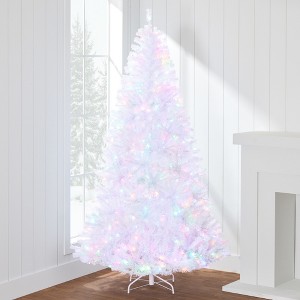 Best Choice Products Pre-Lit Premium Hinged White Artificial Christmas Pine Tree w/ Lights, Stand, PVC Branch Tips - 1 of 4