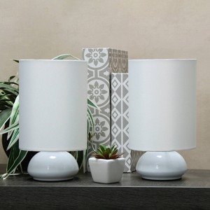 Simple Designs Set of 2 Gemini Mini Touch Table Lamps with Fabric Shades - 1 of 4