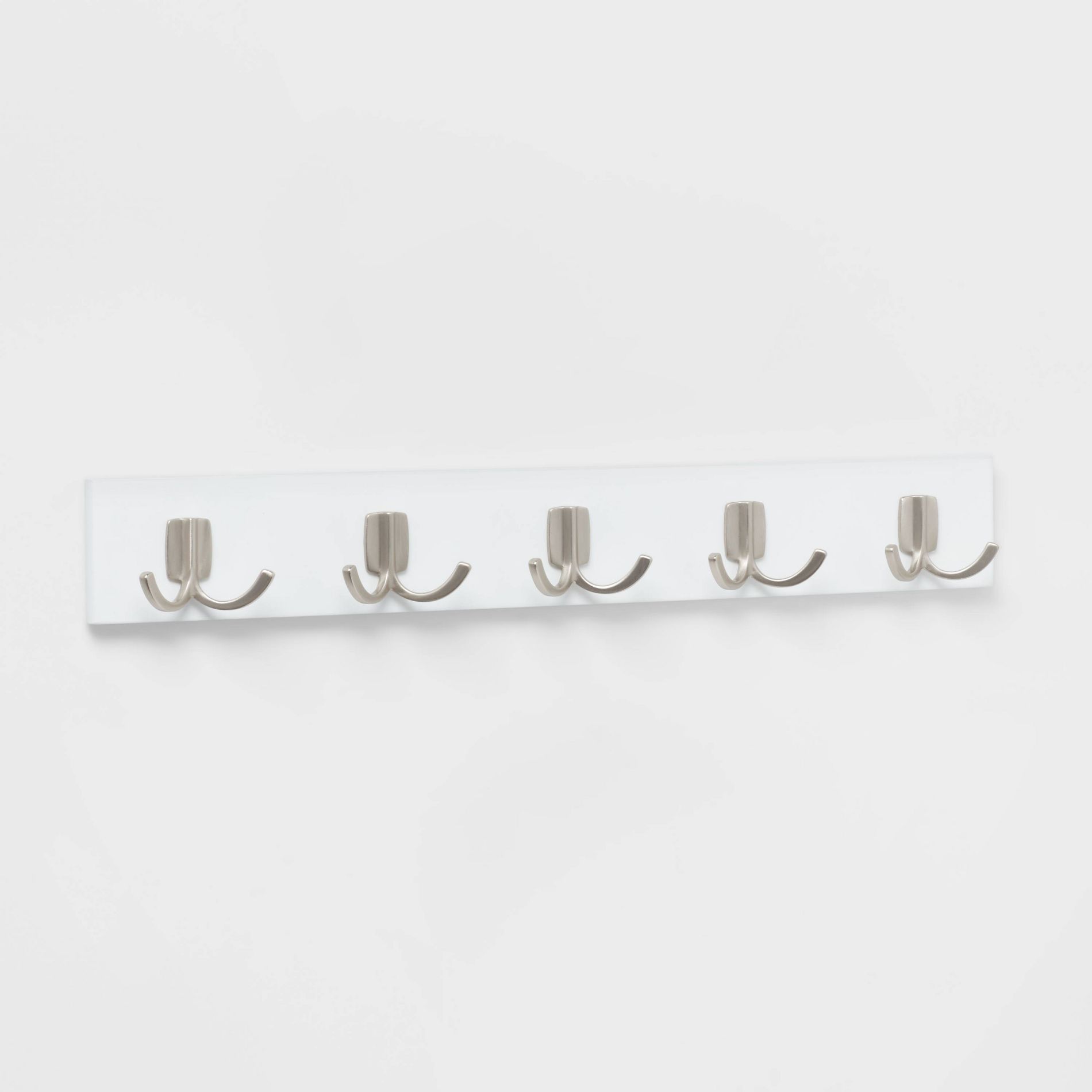 Modern Octopus 5 Hooks Rail Nickel/White - Brightroom™: Wall Mounted Hook Rack, Cast Aluminum, Decorative Hat & Coat Rack