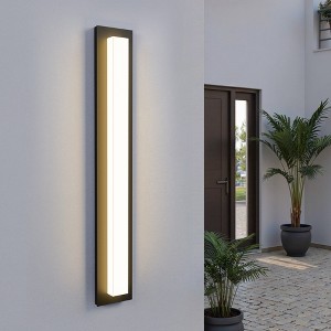 LamQee Modern Linear Outdoor Wall Lights Exterior Lighting Fixtures Outdoor Wall Sconces Wall Mount Lights With Acrylic Shade - 1 of 4