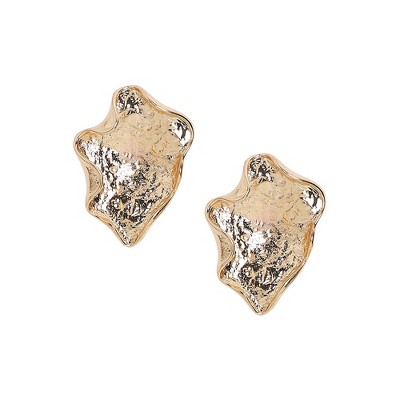 SOHI Women's Champayne Gold Metallic Wave Stud Earrings